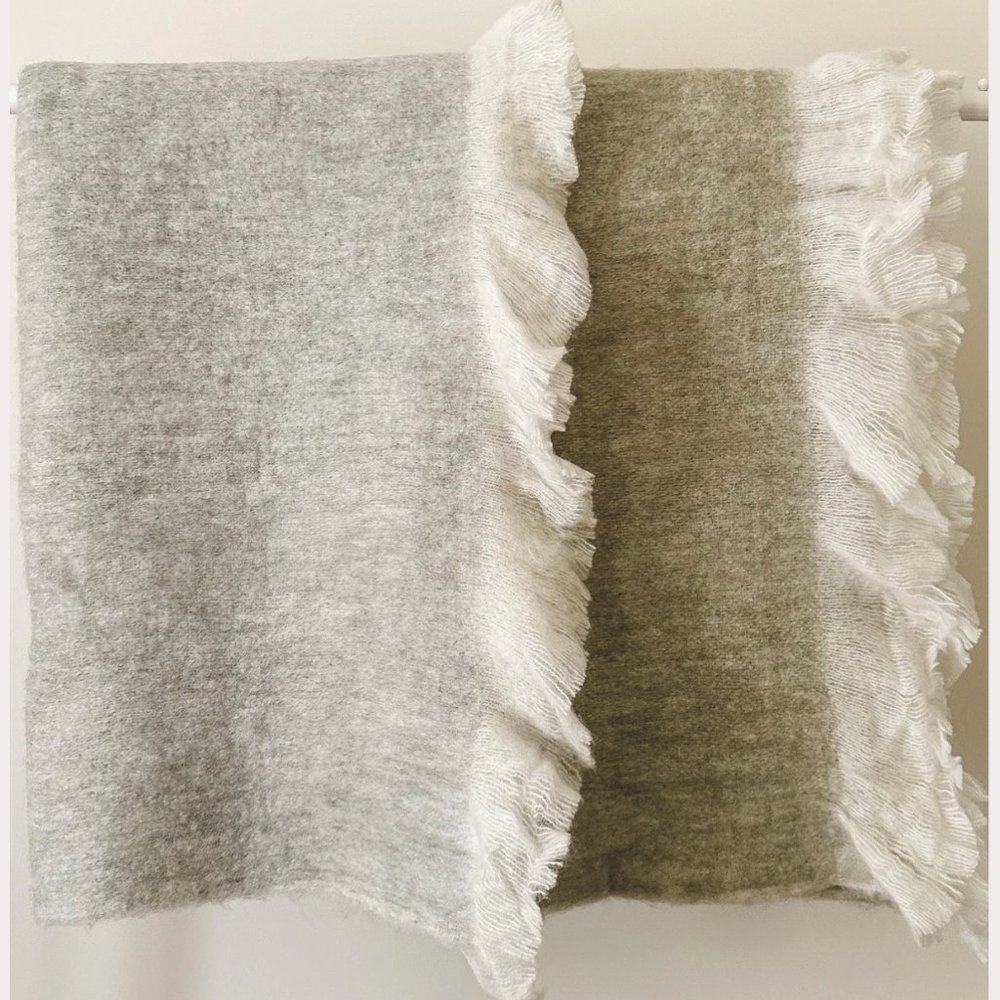 NWT Soft Fringe Knit Throw in Gray